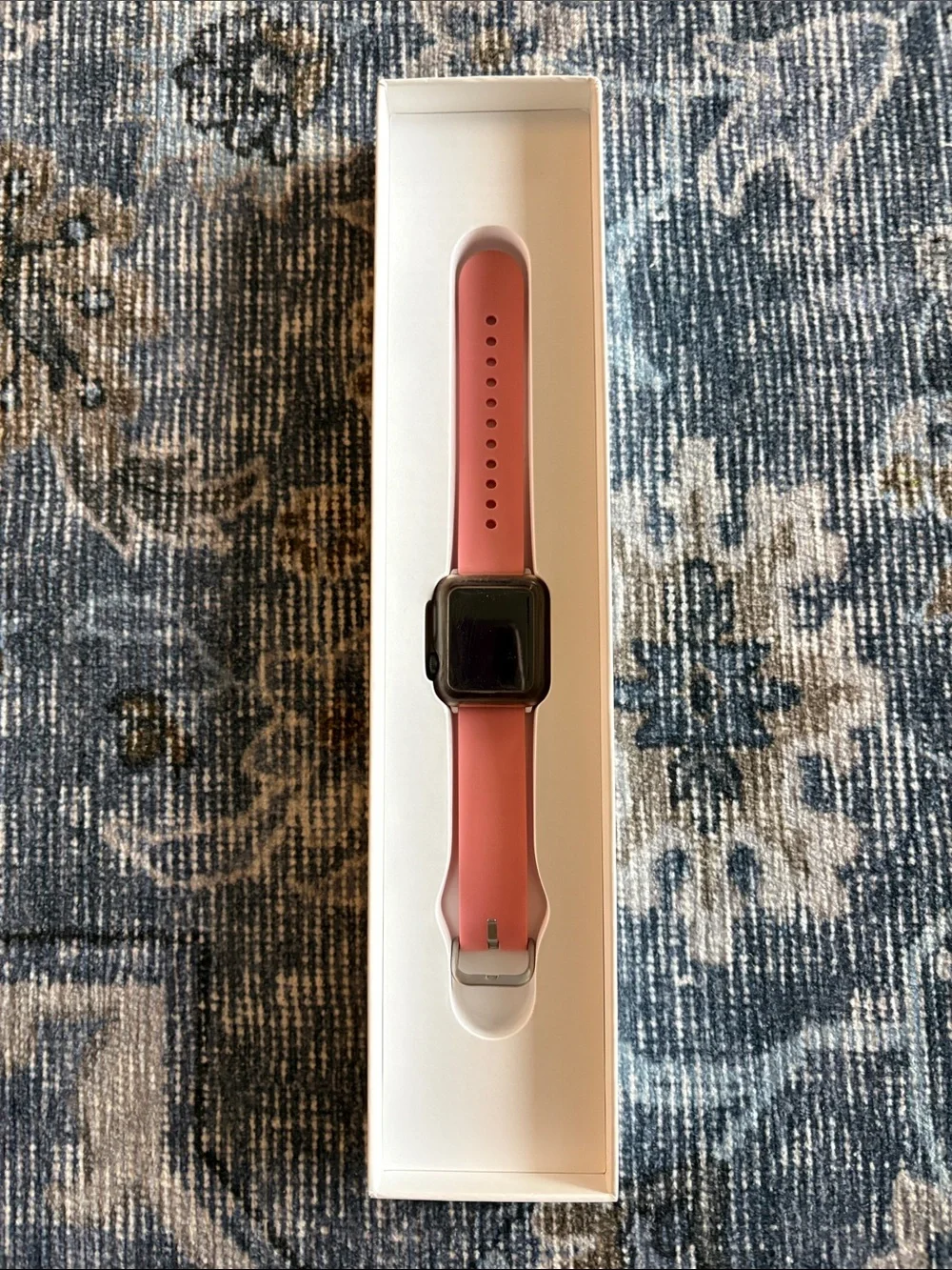 Apple Watch Series 3 Pink Silicone Smartwatch Band with Black Smartwatch
